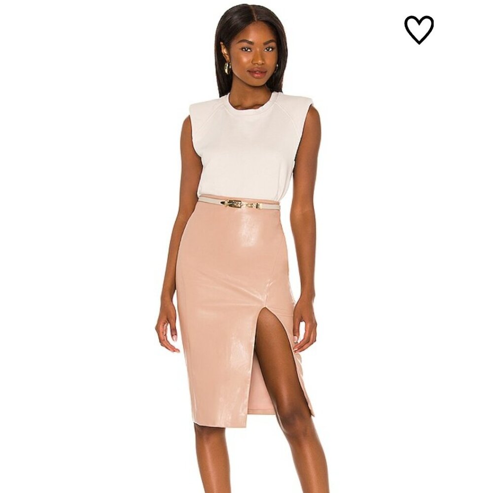 Superdown Jezabel faux leather skirt in nude